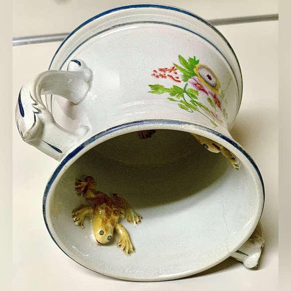 Vintage c. 1790 English Antique Pearlware Three Frog Mug Loving Cup - Picture 10 of 16